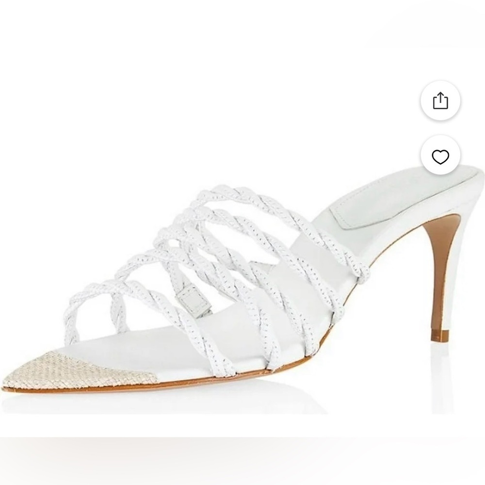 Elegant White and Tan Strappy Heels
